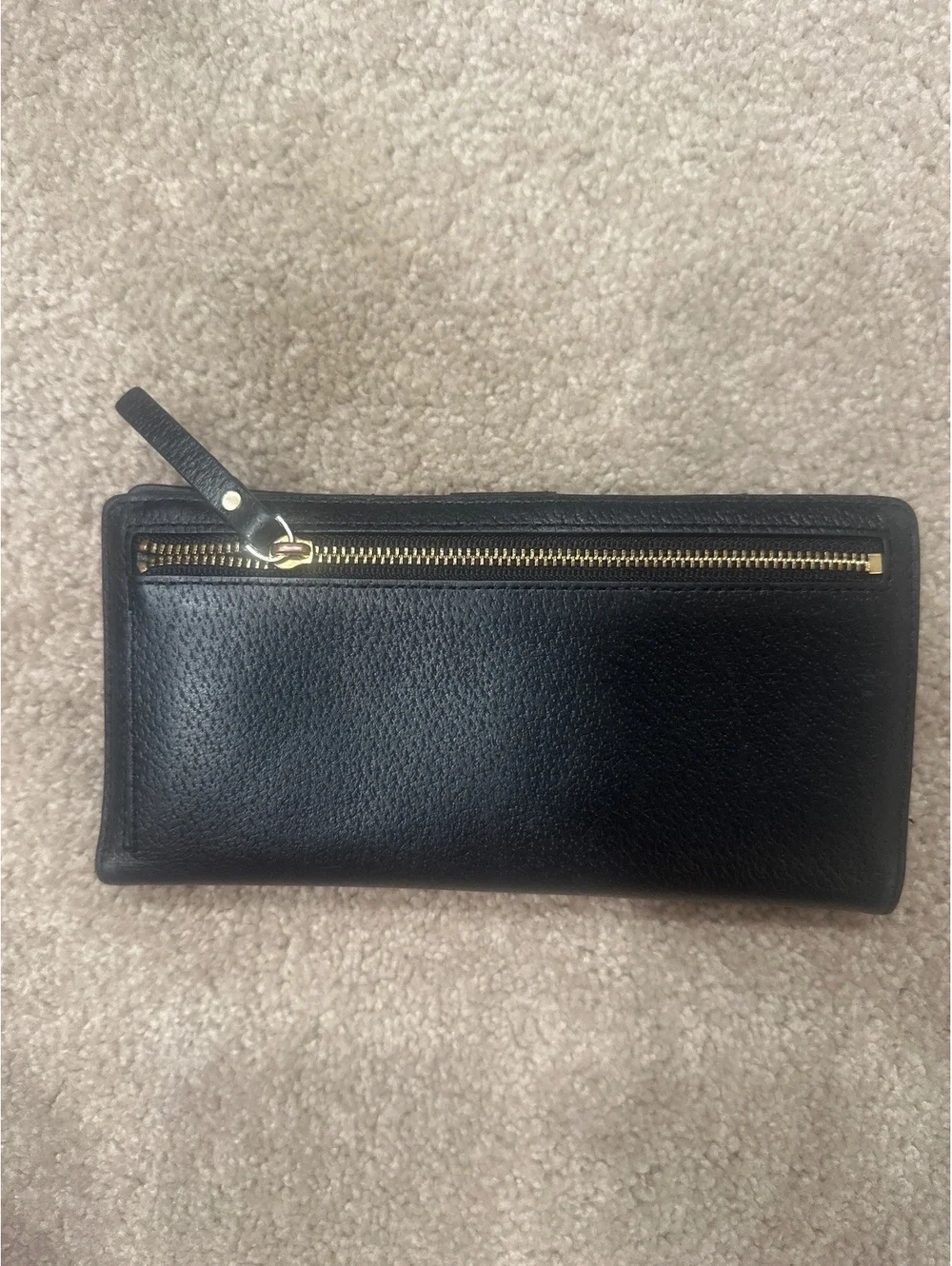 (4)Kate Spade New York Black Leather Wallet with Gold Logo